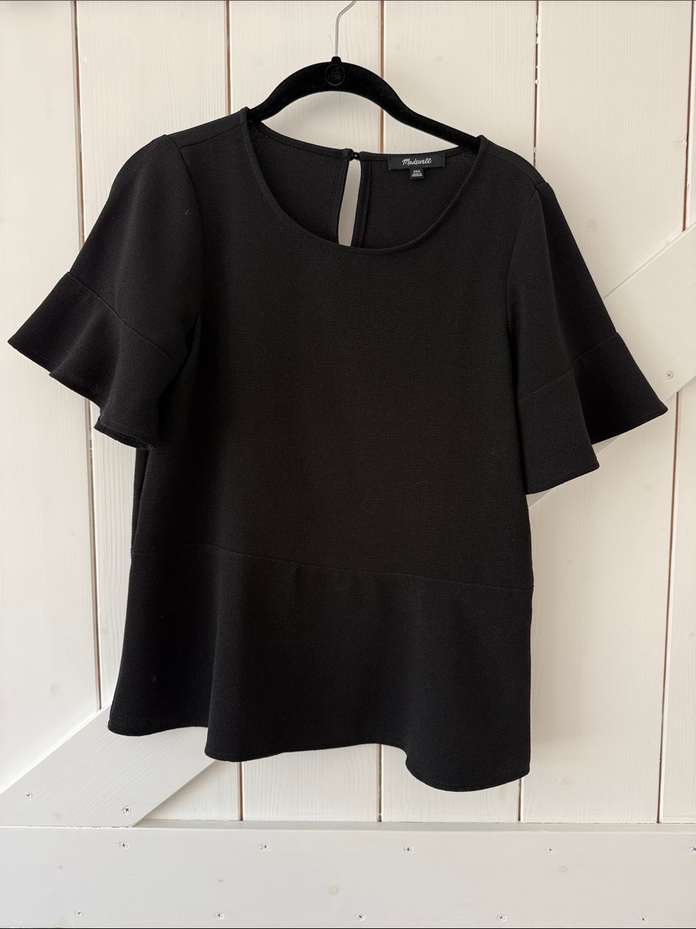Madewell Black Ruffle Sleeve Blouse